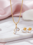 Gold - Plated Cubic Zirconia Initial P Pendant Necklace and Stud Earring Set - Opal Touch