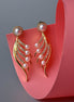 Gold - Plated Cubic Zirconia & Pearl Feather Earrings - Opal Touch