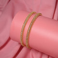 Gold Plated CZ Diamond Micro - Pave Slim Bangles (Pack of 2) - Opal Touch