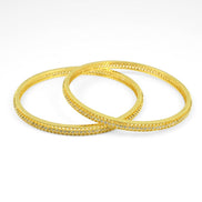 Gold Plated CZ Diamond Micro - Pave Slim Bangles (Pack of 2) - Opal Touch