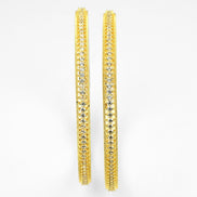 Gold Plated CZ Diamond Micro - Pave Slim Bangles (Pack of 2) - Opal Touch