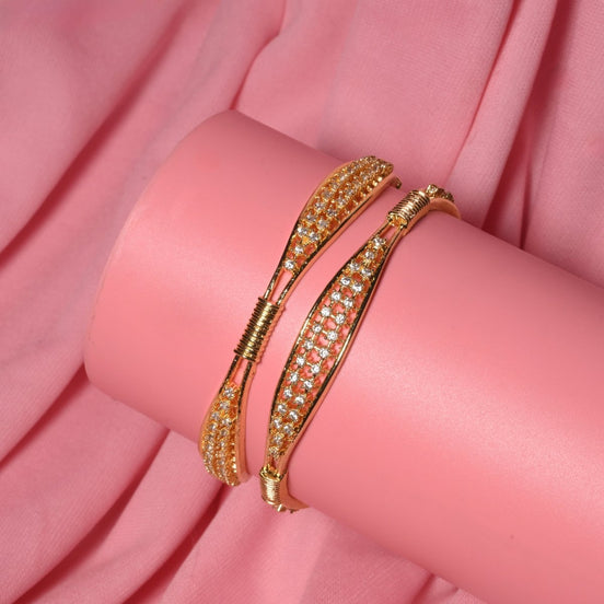Gold Plated CZ Diamond Studded Bangles (Pack of 2) - Opal Touch
