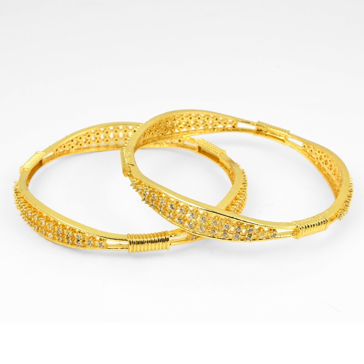 Gold Plated CZ Diamond Studded Bangles (Pack of 2) - Opal Touch