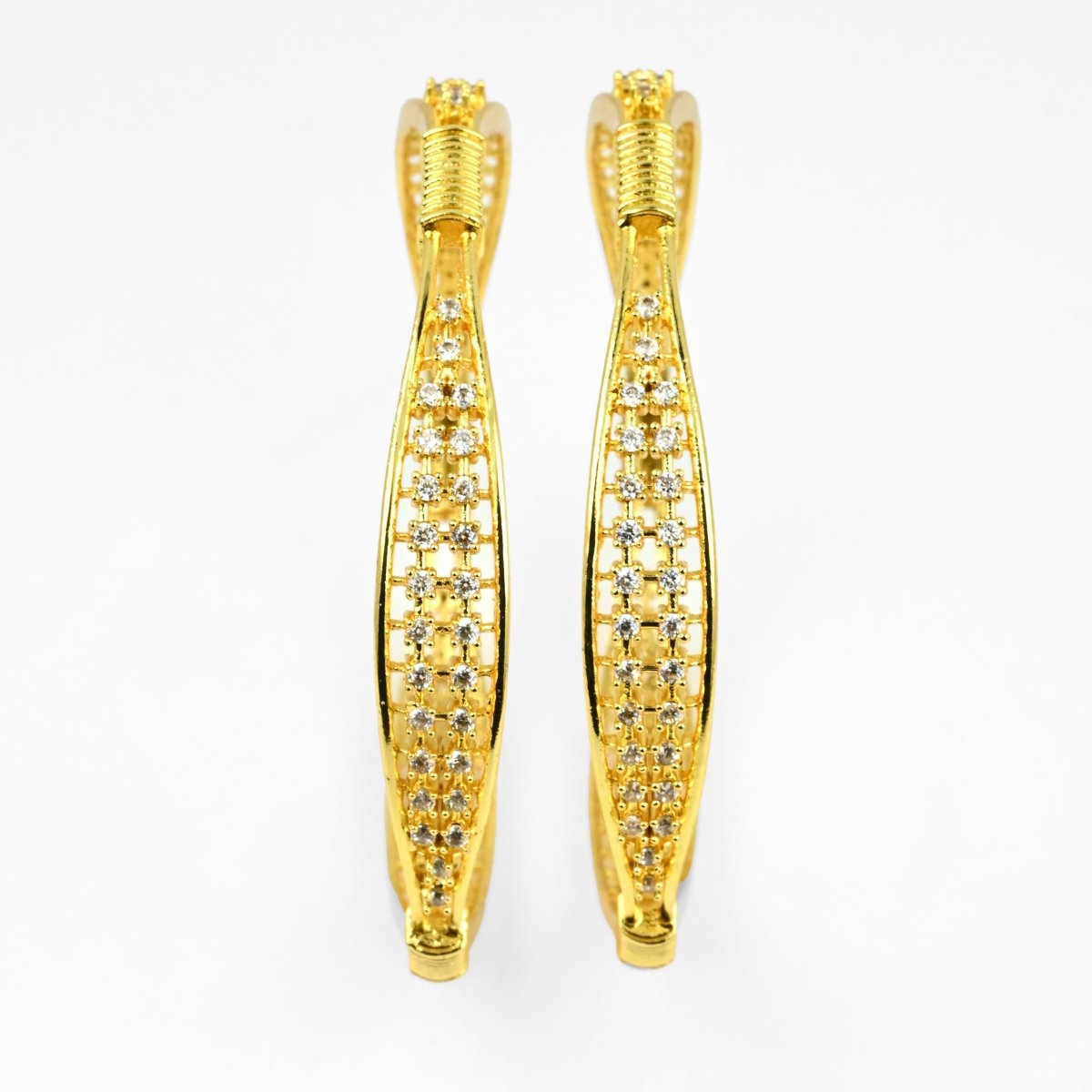 Gold Plated CZ Diamond Studded Bangles (Pack of 2) - Opal Touch