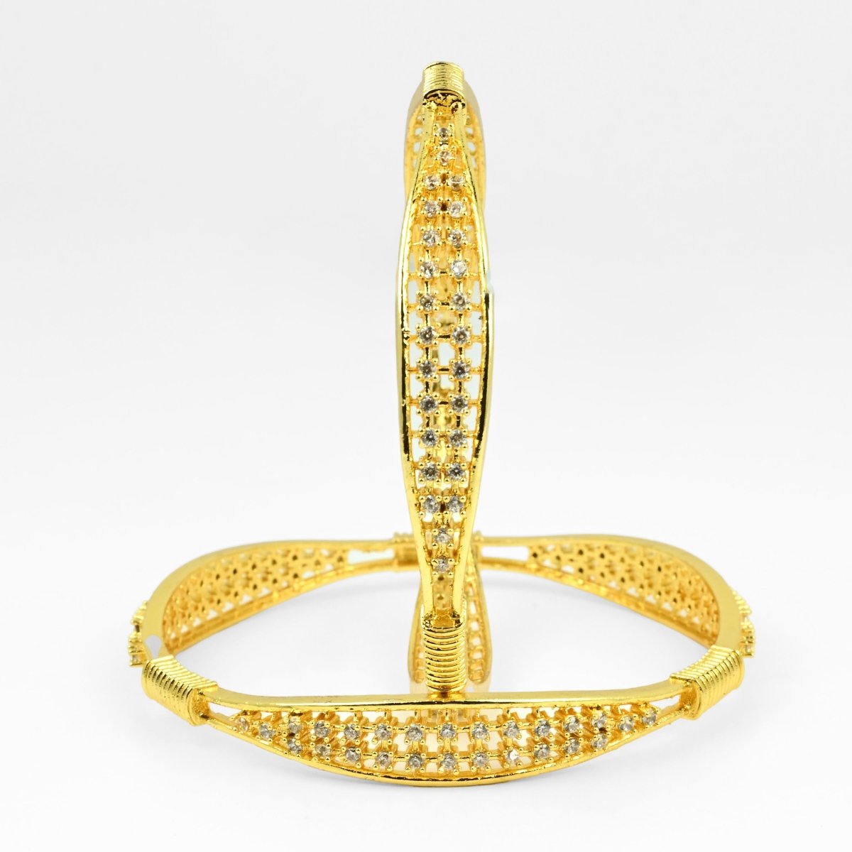 Gold Plated CZ Diamond Studded Bangles (Pack of 2) - Opal Touch