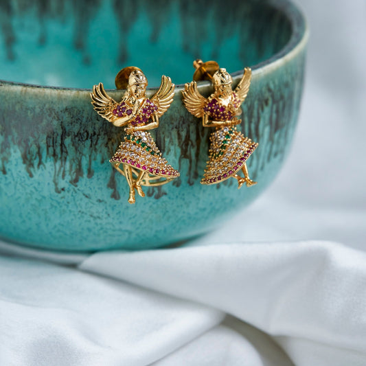 Jhumka - Gold Plated Dancing Buttabomma Jhumka - Opal Touch