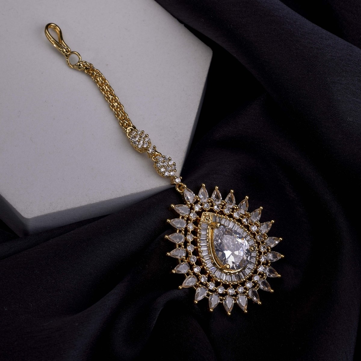 Gold Plated Divine Droplet Traditional Maang Tikka - Opal Touch