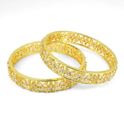 Gold Plated Floral CZ Diamond Bangles (Pack of 2) - Opal Touch