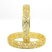 Gold Plated Floral CZ Diamond Bangles (Pack of 2) - Opal Touch