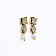 Necklace - Gold Plated Kundan & Pearl Necklace Set with Earrings - Opal Touch