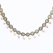 Necklace - Gold Plated Kundan & Pearl Necklace Set with Earrings - Opal Touch