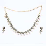 Necklace - Gold Plated Kundan & Pearl Necklace Set with Earrings - Opal Touch