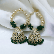 Opal Touch - Gold Plated Moti Hoop Jhumka - Jhumka