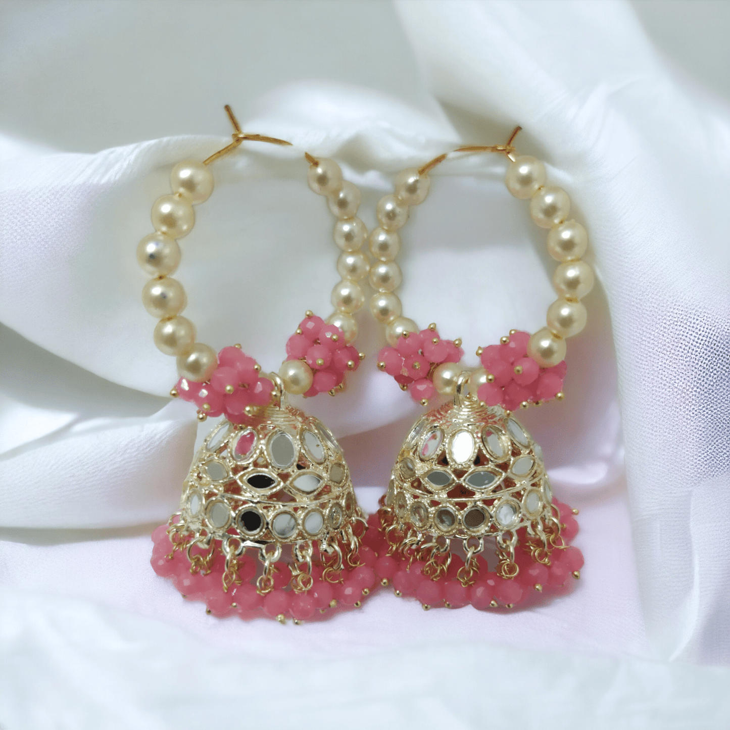 Opal Touch - Gold Plated Moti Hoop Jhumka - Jhumka