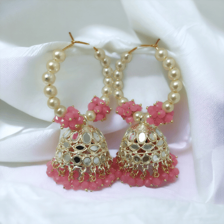 Opal Touch - Gold Plated Moti Hoop Jhumka - Jhumka