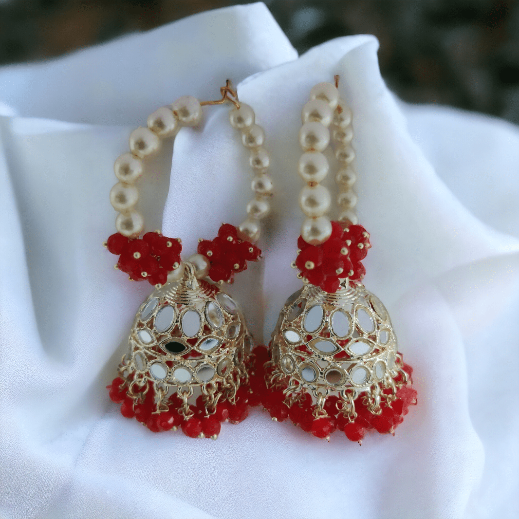 Opal Touch - Gold Plated Moti Hoop Jhumka - Jhumka