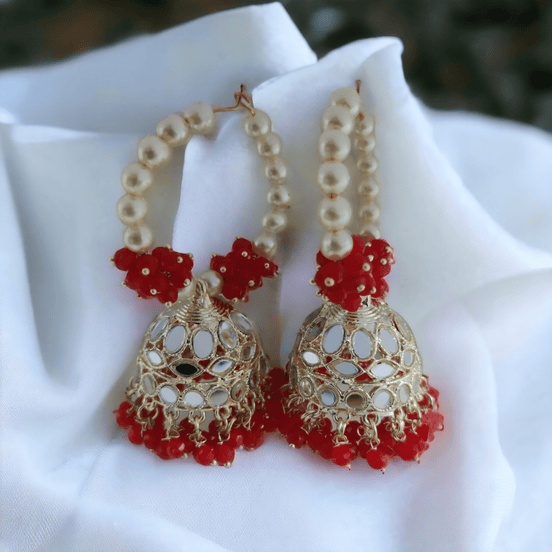 Opal Touch - Gold Plated Moti Hoop Jhumka - Jhumka