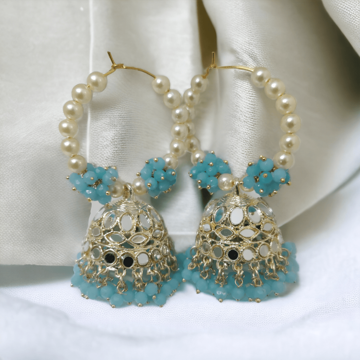 Opal Touch - Gold Plated Moti Hoop Jhumka - Jhumka