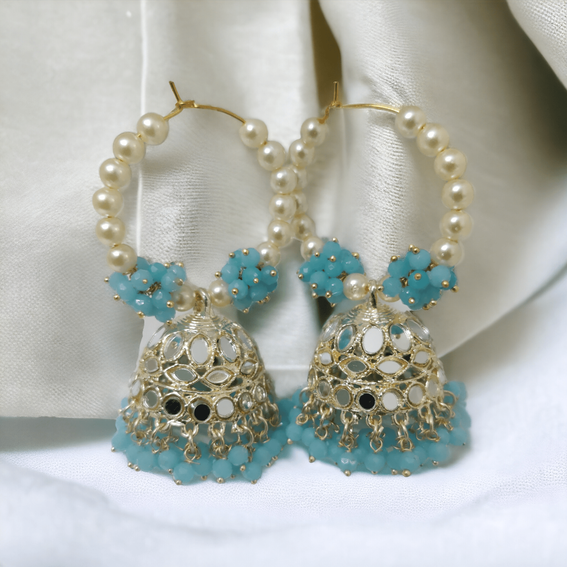 Opal Touch - Gold Plated Moti Hoop Jhumka - Jhumka