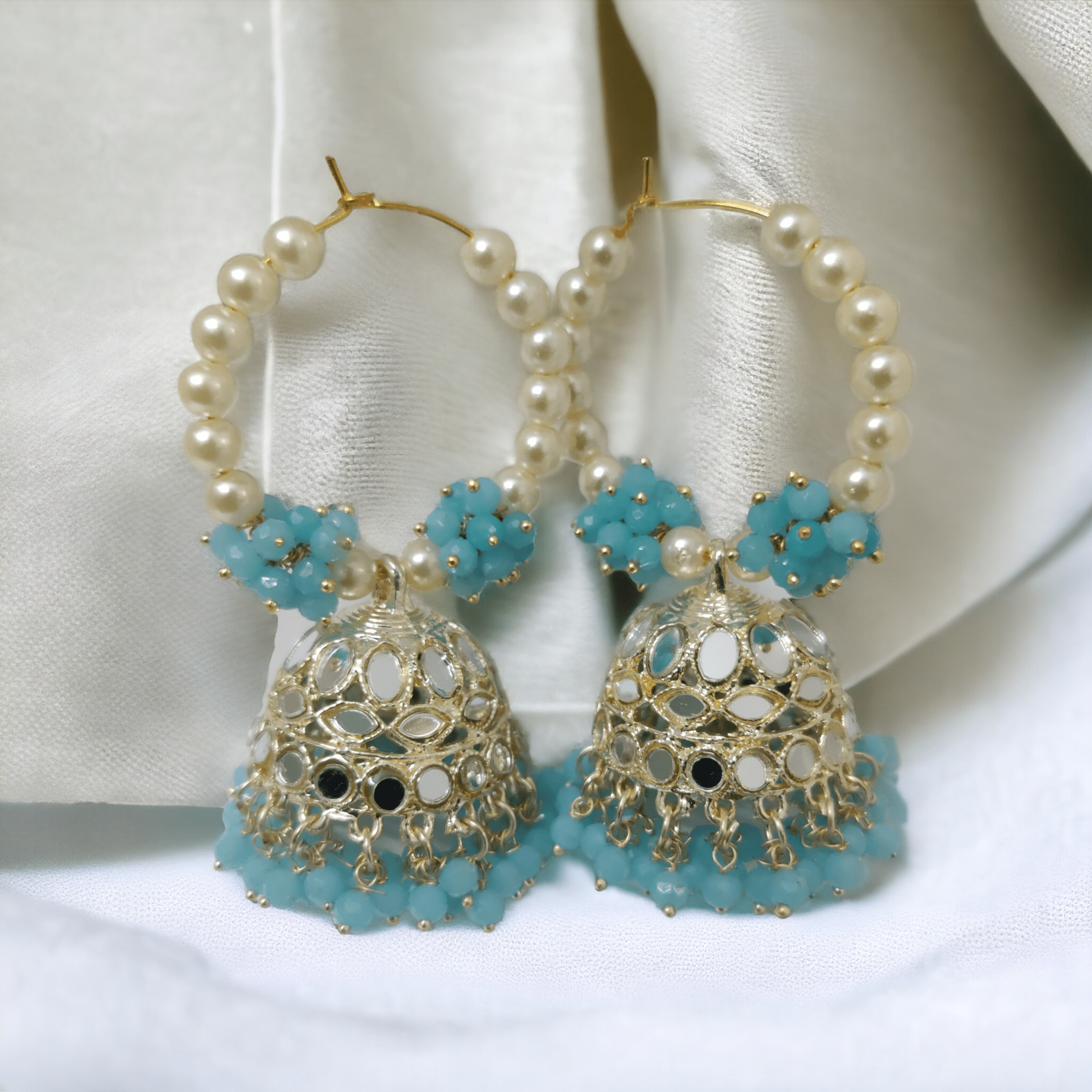 Opal Touch - Gold Plated Moti Hoop Jhumka - Jhumka