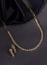 Gold Plated Necklace Earrings Set ‘Square Luxe’ Designer Jewelry with Stone Work - Opal Touch