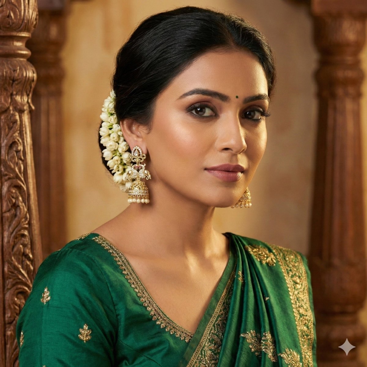 Gold Plated Peacock Jhumkas with CZ Stones and Pearls - Opal Touch