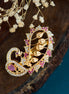 Saree Pin - Gold Plated Peacock - Shaped Saree Pin - Opal Touch