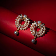 Gold - Plated Pearl & Crystal Drop Earrings - Opal Touch