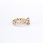 Opal Touch - Gold Plated Pink Cubic Zirconia Ring - Rings