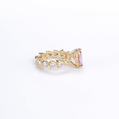 Opal Touch - Gold Plated Pink Cubic Zirconia Ring - Rings