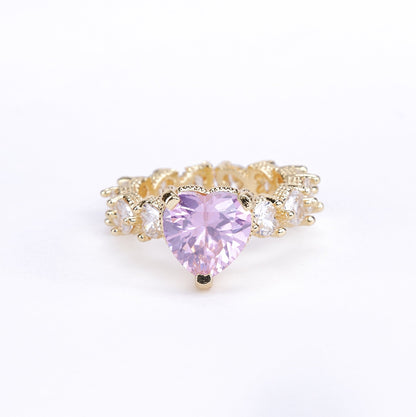 Opal Touch - Gold Plated Pink Cubic Zirconia Ring - Rings