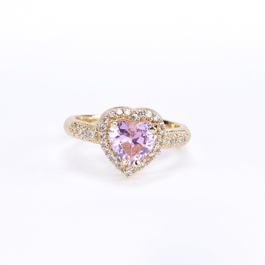 Opal Touch - Gold Plated Pink Wedding Sparkle Ring - Rings
