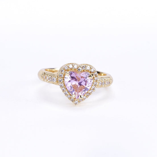 Opal Touch - Gold Plated Pink Wedding Sparkle Ring - Rings