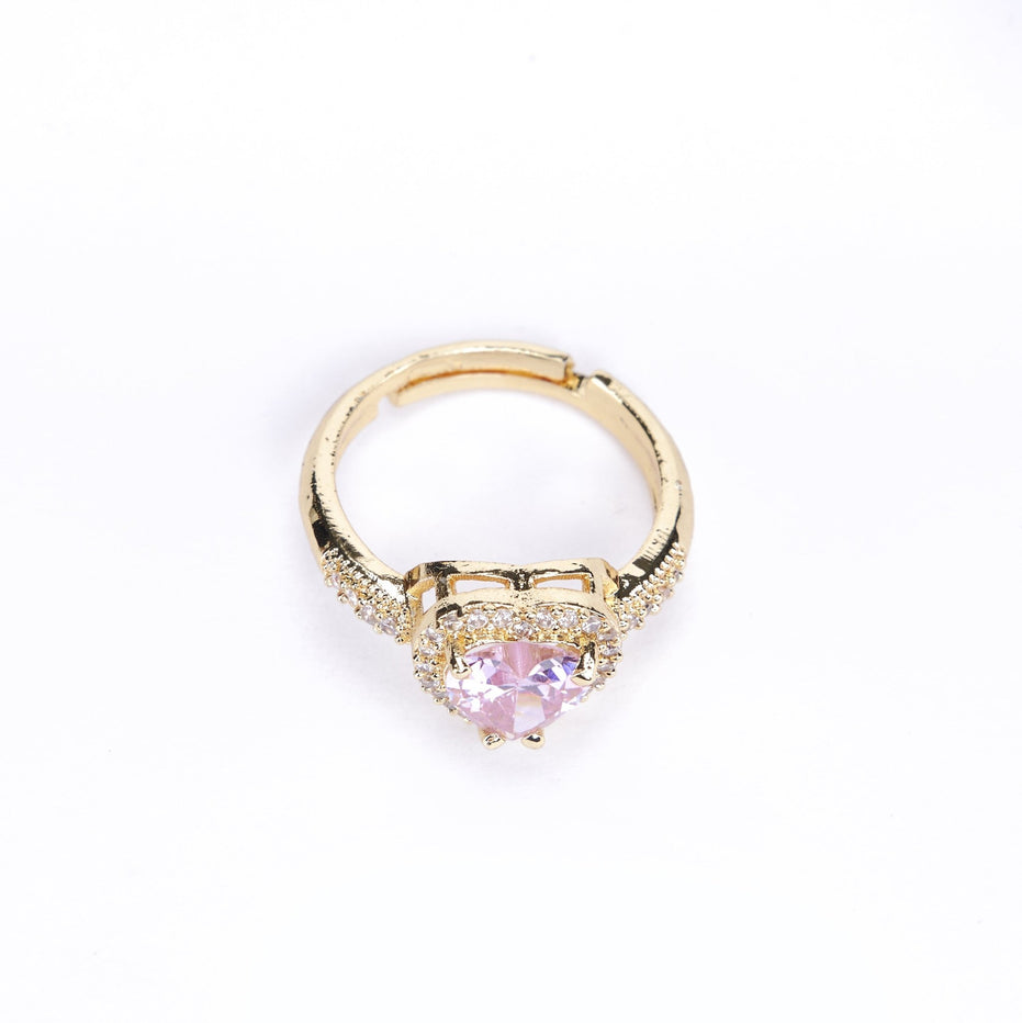 Opal Touch - Gold Plated Pink Wedding Sparkle Ring - Rings