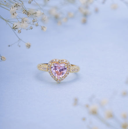 Opal Touch - Gold Plated Pink Wedding Sparkle Ring - Rings