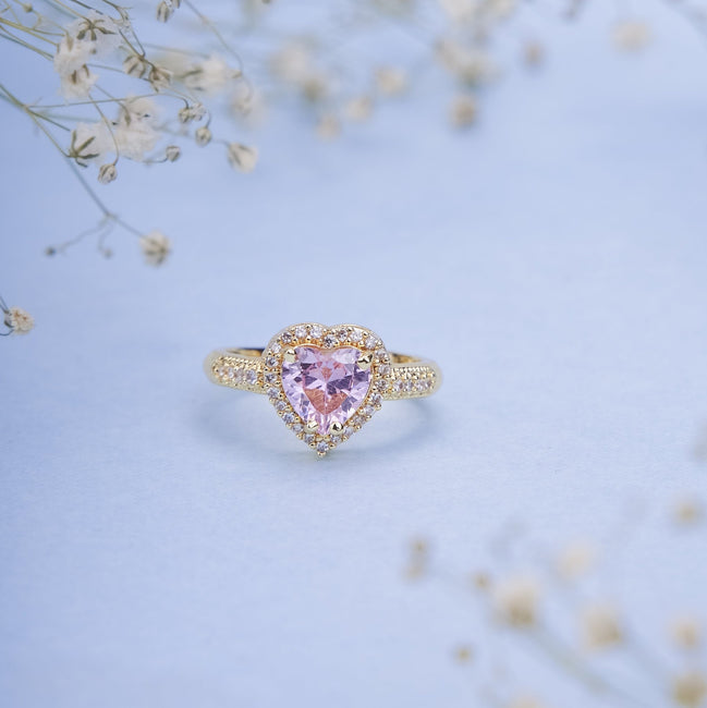 Opal Touch - Gold Plated Pink Wedding Sparkle Ring - Rings