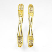 Gold Plated Rectangular Stone Studded Bangles (Pack of 2) - Opal Touch