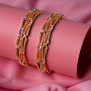 Gold - Plated Stone Studded Bangle Set (Pack of 4) - Opal Touch