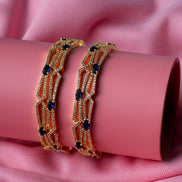 Gold - Plated Stone Studded Bangle Set (Pack of 4) - Opal Touch