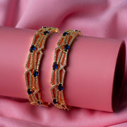 Gold - Plated Stone Studded Bangle Set (Pack of 4) - Opal Touch