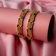 Gold - Plated Stone Studded Bangle Set (Pack of 4) - Opal Touch