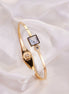 Bracelet - Gold - Toned Square & Round Zirconia Cuff Bracelet - Opal Touch