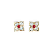 Necklace - Gold - Toned & Stone - Studded Floral Necklace Set - Opal Touch