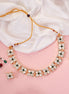 Necklace - Gold - Toned & Stone - Studded Floral Necklace Set - Opal Touch