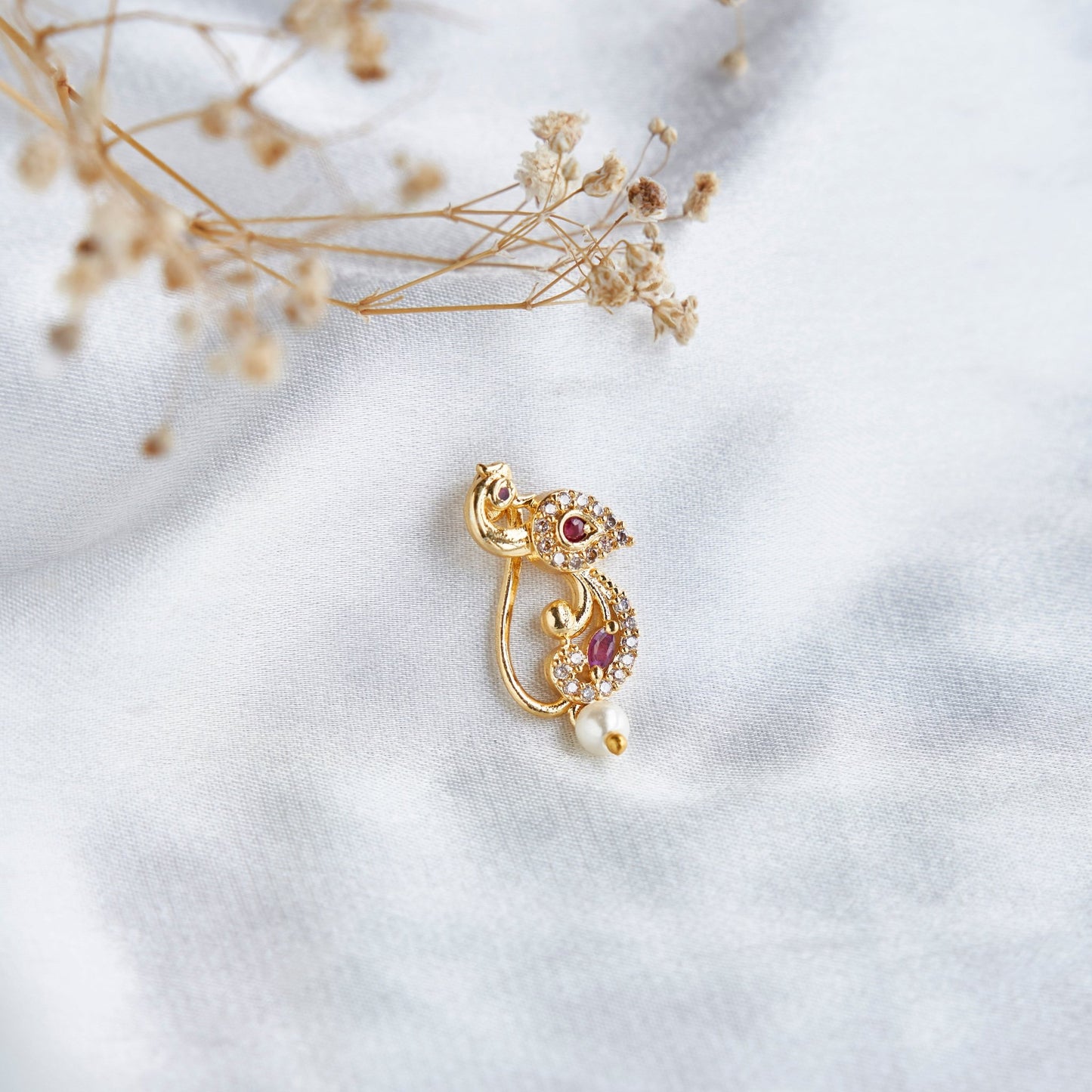 Nose Pin - Golden Dewdrop Nose Pin - Opal Touch