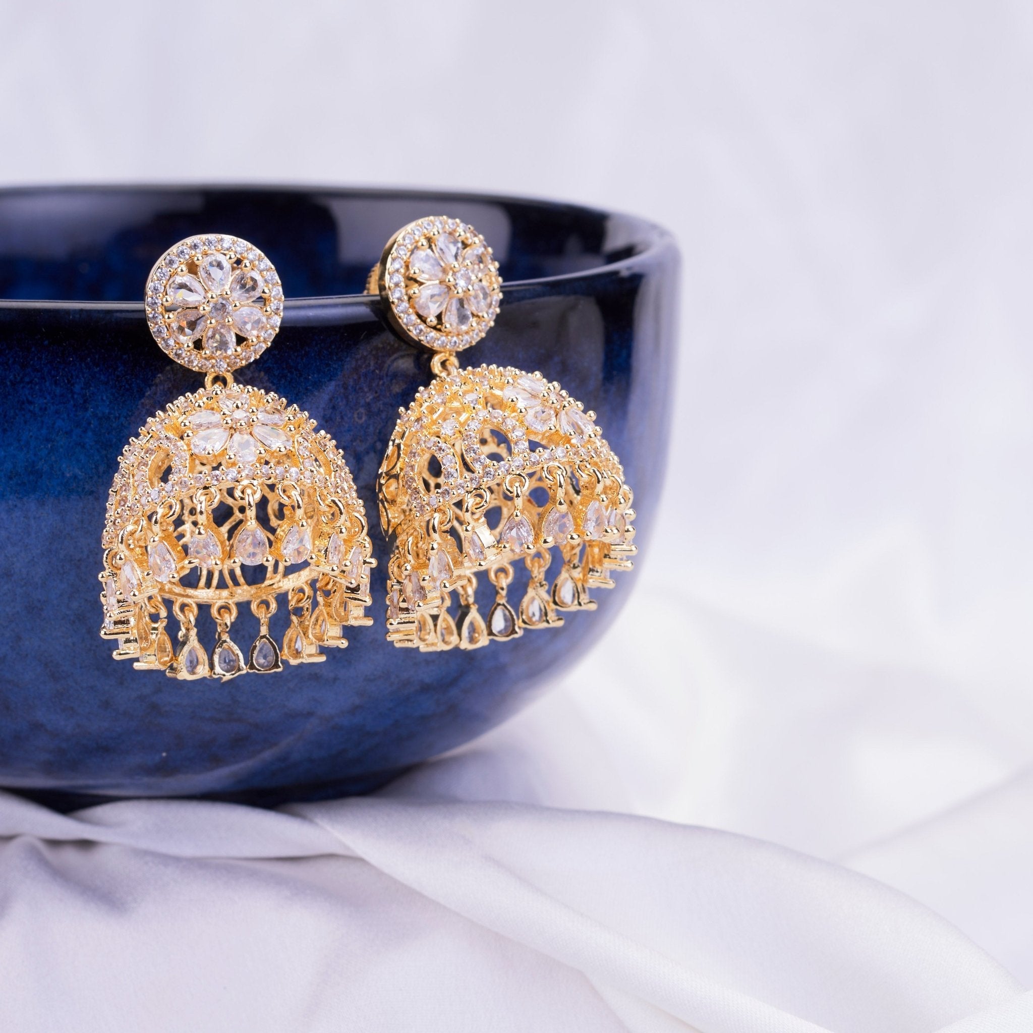 Opal Touch - Golden Elegance Jhumka - Jhumka