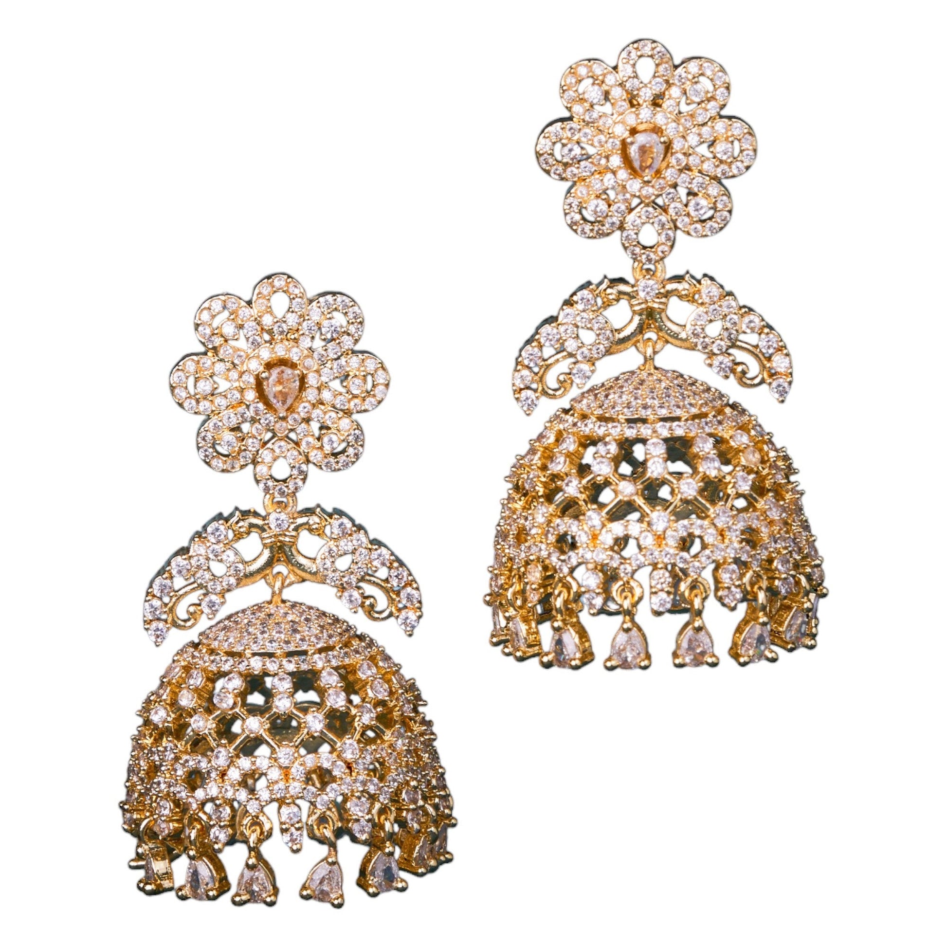 Opal Touch - Golden Flower Jhumka - Jhumka