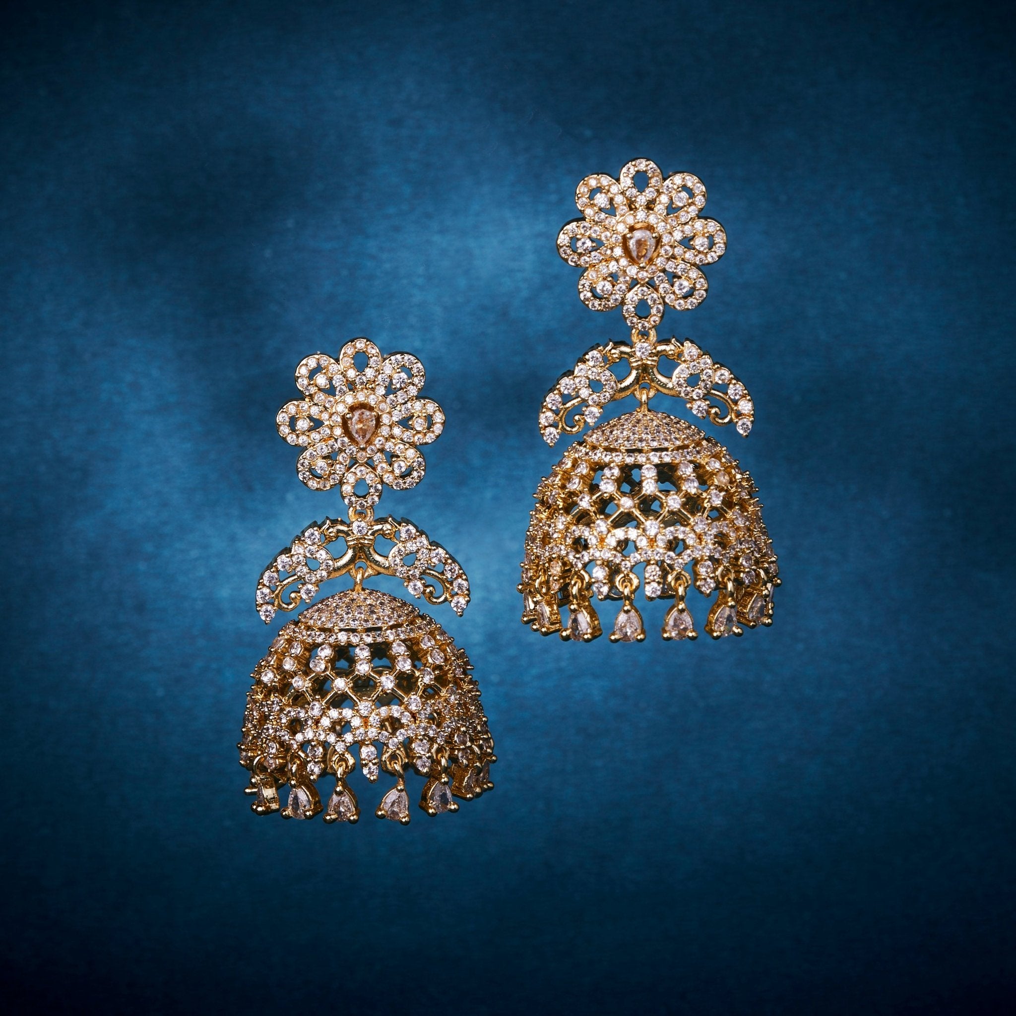 Opal Touch - Golden Flower Jhumka - Jhumka