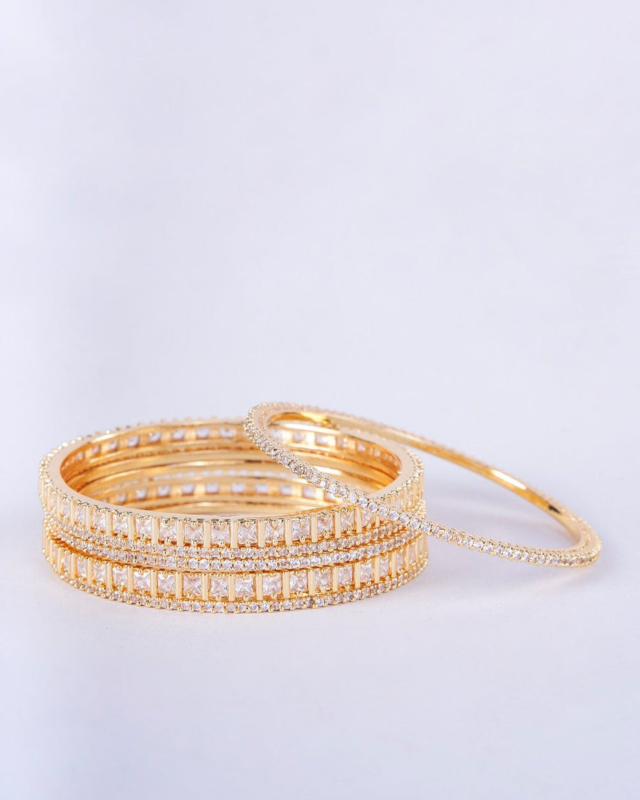 Opal Touch - Golden Glamour Bangles (Pack of 6) - Bangles