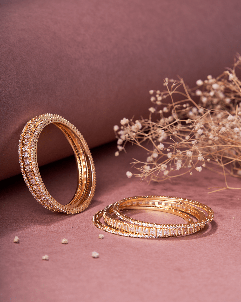 Opal Touch - Golden Glamour Bangles (Pack of 6) - Bangles